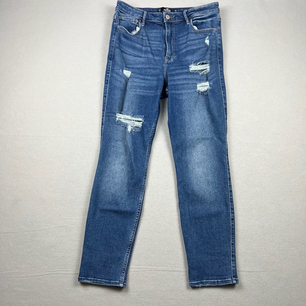 Hollister Women 13R Blue Distressed Ultra High-Rise Skinny Ankle Jeans W31 L27